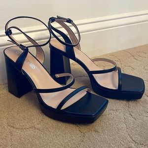 black strappy platform heels !!